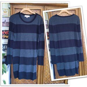 PHILOSOPHY Long Sleeve Striped Knit-Sweater Dress - Black/Gray, Size S